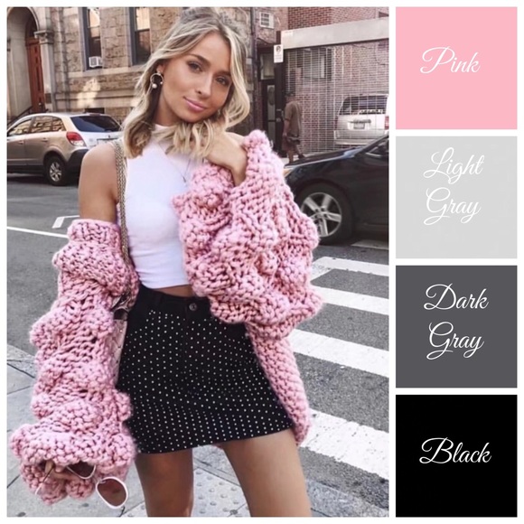 Hand Knit Chunky Cardigan Sweater - Picture 2 of 8